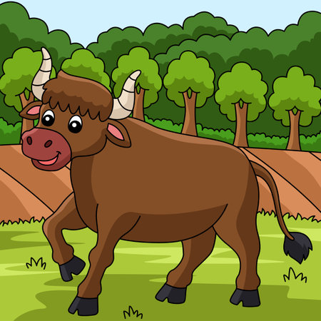 Ox Cartoon Colored Animal Illustrationのイラスト素材