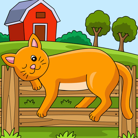 Cat Cartoon Colored Animal Illustrationのイラスト素材