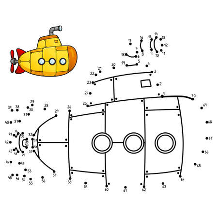 Dot to Dot Submarine Isolated Coloring Pageのイラスト素材