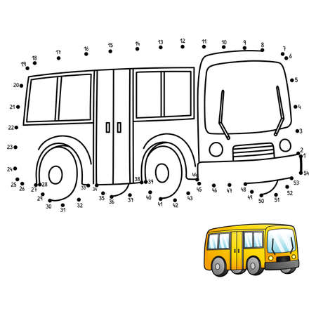 Dot to Dot Bus Isolated Coloring Page for Kids