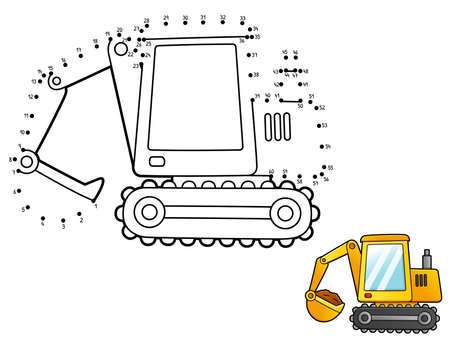Dot to Dot Isolated Excavator Coloring Pageのイラスト素材
