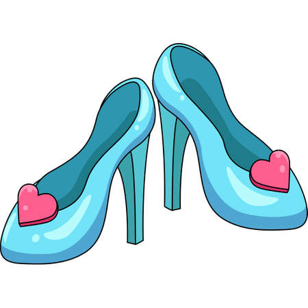 Princess Shoes With Heels Cartoon Colored Clipartのイラスト素材
