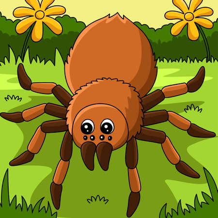 Tarantula Animal Colored Cartoon Illustrationのイラスト素材