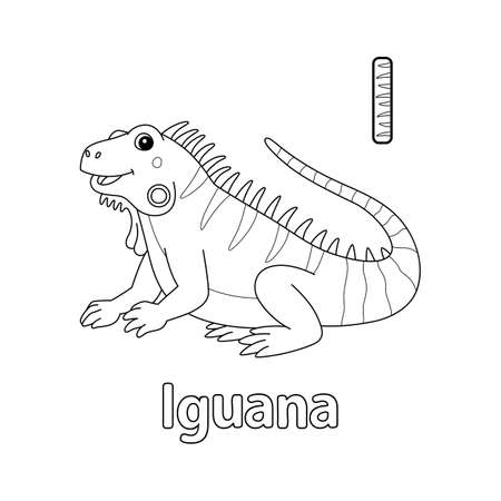 Iguana Alphabet ABC Coloring Page Iのイラスト素材