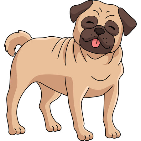 Pug Dog Cartoon Colored Clipart Illustrationのイラスト素材