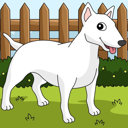 American Pit Bull Terrier Dog Colored Cartoonのイラスト素材