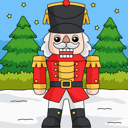 Christmas Nutcracker Colored Cartoon Illustration