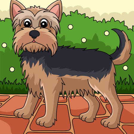 Yorkshire Terrier Dog Colored Cartoon Illustrationのイラスト素材