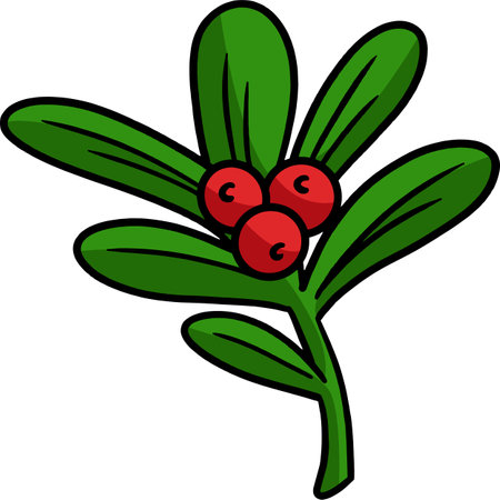 Christmas Leaves Ornament Cartoon Colored Clipartのイラスト素材