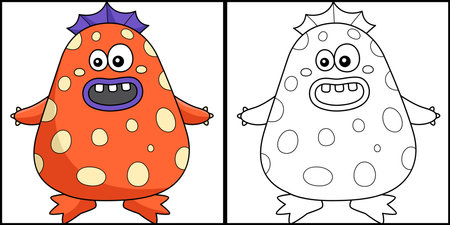 Monster Fish Coloring Page Colored Illustrationのイラスト素材