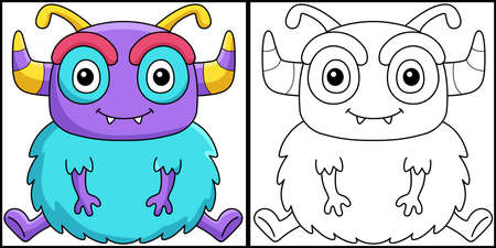 Sitting Monster Coloring Page Illustrationのイラスト素材