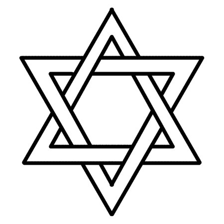 Hanukkah Star of David Isolated Coloring Pageのイラスト素材