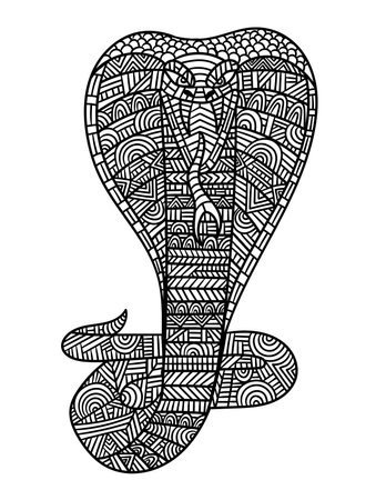 King Cobra Mandala Coloring Pages for Adultsのイラスト素材