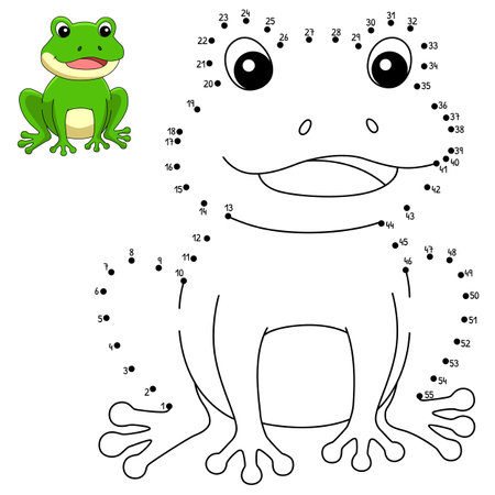 Dot to Dot Frog Coloring Page for Kidsのイラスト素材