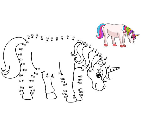 Dot to Dot Unicorn Isolated Coloring Pageのイラスト素材