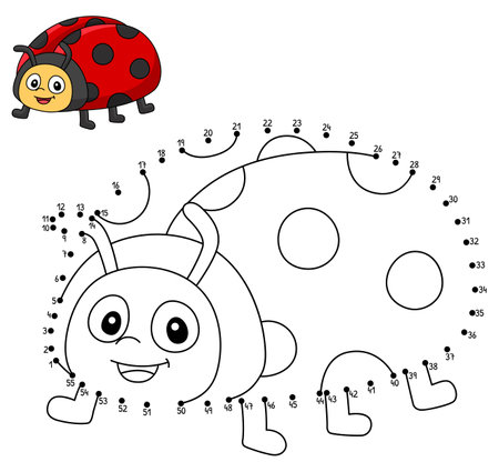 Dot to Dot Ladybug Coloring Page for Kidsのイラスト素材