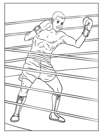 Boxing Coloring Page for Kidsのイラスト素材