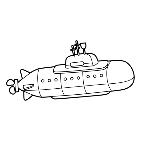 Nuclear Submarine Vehicle Coloring Page for Kidsのイラスト素材
