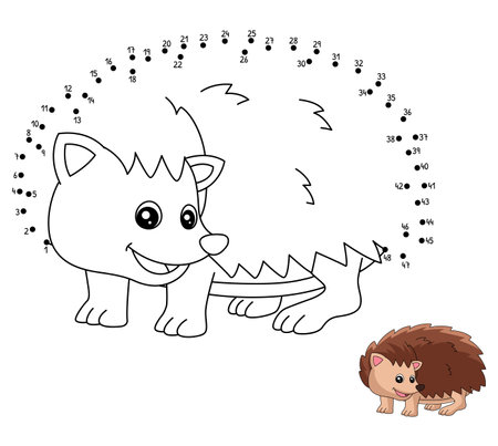 Dot to Dot Hedgehog Coloring Page for Kidsのイラスト素材