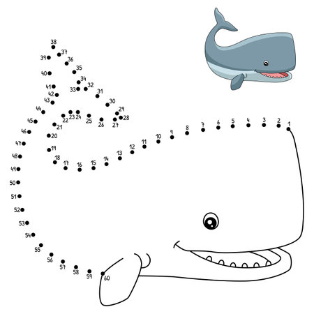 Dot to Dot Sperm Whale Coloring Page for Kidsのイラスト素材