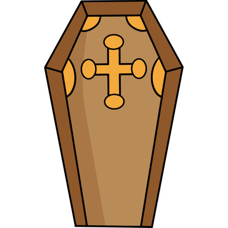 Coffin Halloween Cartoon Colored Clipartのイラスト素材