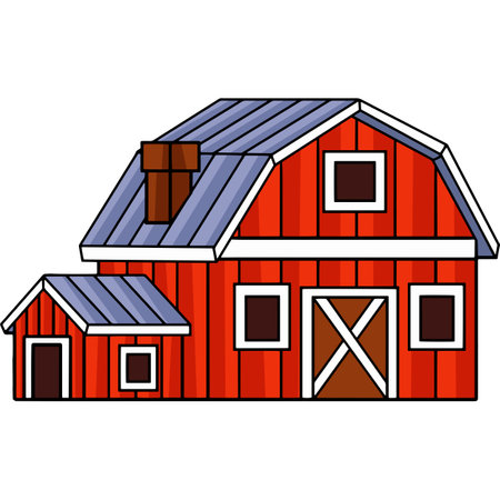 Farmhouse Stock Cartoon Colored Clipartのイラスト素材