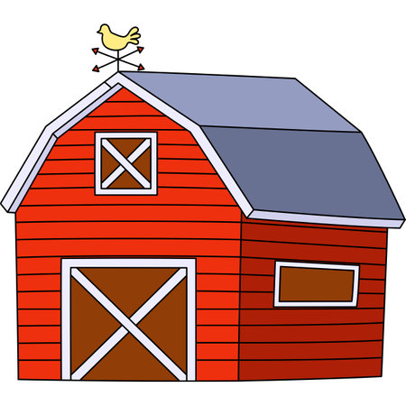 Farmhouse Cartoon Colored Clipart Illustrationのイラスト素材