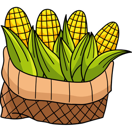 Thanksgiving Harvest Corn Cartoon Colored Clipartのイラスト素材