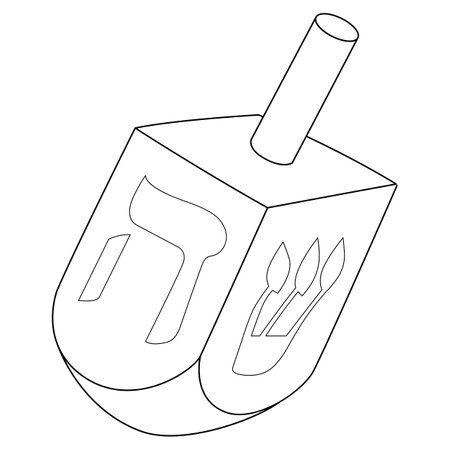 Hanukkah Dreidel Isolated Coloring Page for Kidsのイラスト素材