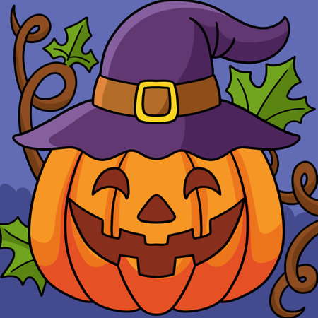 Pumpkin Witch Halloween Colored Cartoonのイラスト素材