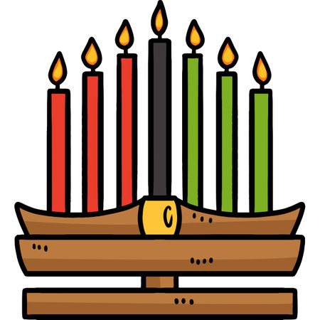 Kwanzaa Kinara Cartoon Colored Clipartのイラスト素材