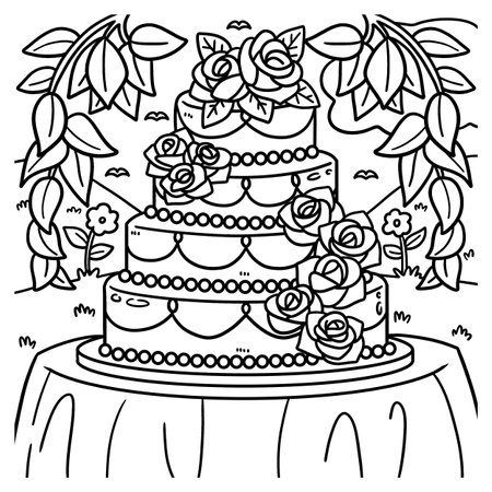 Wedding Cake Coloring Page for Kidsのイラスト素材