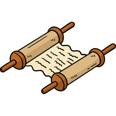 Hanukkah Torah Scroll Cartoon Colored Clipartのイラスト素材