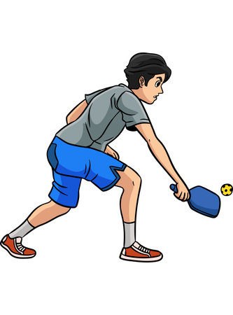Pickleball Cartoon Colored Clipart Illustrationのイラスト素材