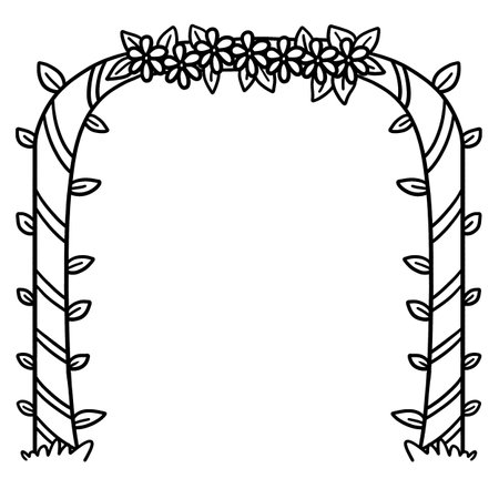 Floral Frame Isolated Coloring Page for Kidsのイラスト素材