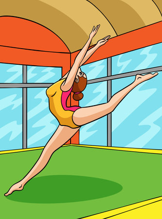 Gymnastics Sport Colored Cartoon Illustrationのイラスト素材