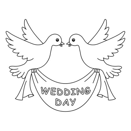 Wedding Day Dove Isolated Coloring Page for Kidsのイラスト素材