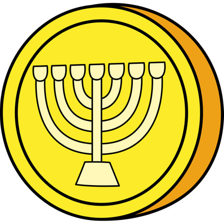 Hanukkah Menorah Coins Cartoon Clipartのイラスト素材
