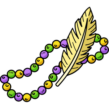 Necklace Feather Cartoon Colored Clipartのイラスト素材