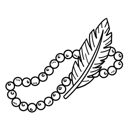 Necklace Feather Isolated Coloring Page for Kidsのイラスト素材