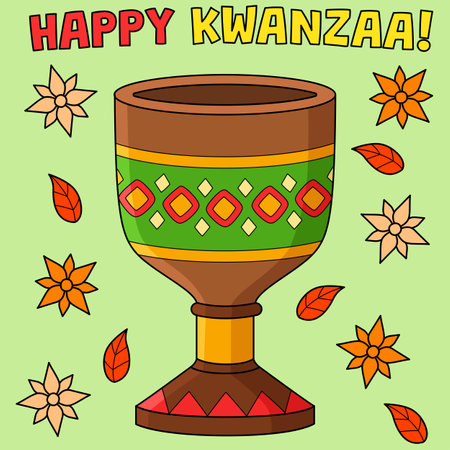 Kwanzaa Unity Cup Colored Cartoon Illustrationのイラスト素材