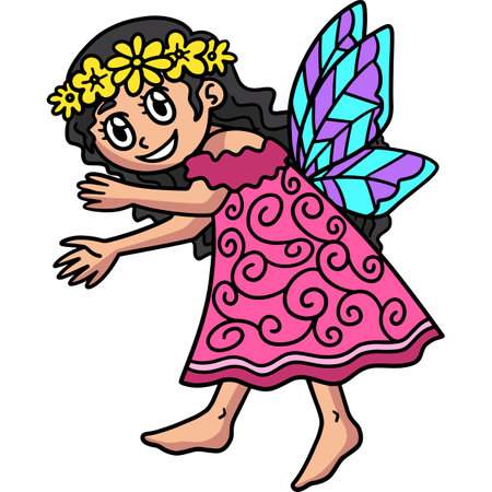Earth Day Little Fairy Cartoon Colored Clipartのイラスト素材