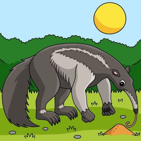 Giant Anteater Animal Colored Cartoon Illustrationのイラスト素材