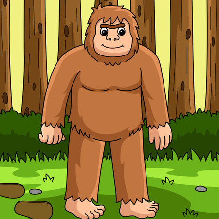 Bigfoot Animal Colored Cartoon Illustrationのイラスト素材