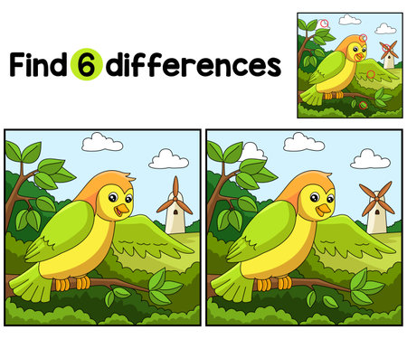 Bird Farm Find The Differencesのイラスト素材