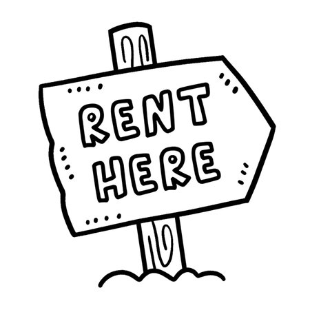 Rent Here Signs Isolated Coloring Page for Kidsのイラスト素材