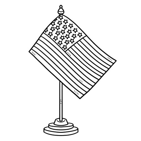 American Desk Flag Isolated Coloring Page for Kidsのイラスト素材