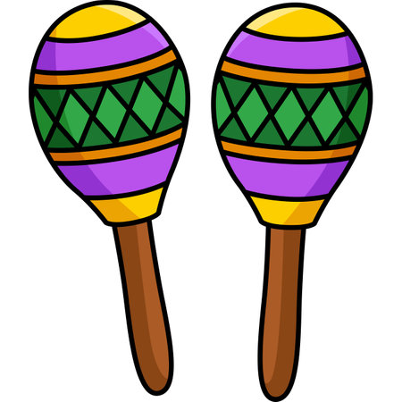 Mardi Gras Maracas Cartoon Colored Clipartのイラスト素材