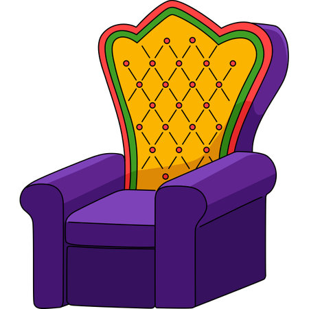 Mardi Gras Royal Arm Chair Cartoon Colored Clipartのイラスト素材