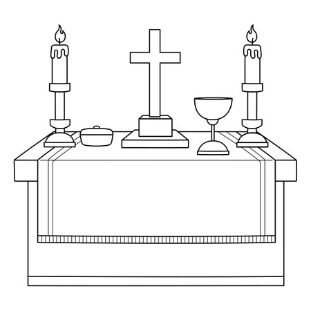 Altar Table Isolated Coloring Page for Kidsのイラスト素材